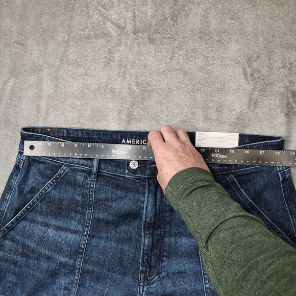 American Eagle Jeans Women 34W Short Dreamy Drape Super High Rise Baggy Wide Leg - Picture 7 of 12